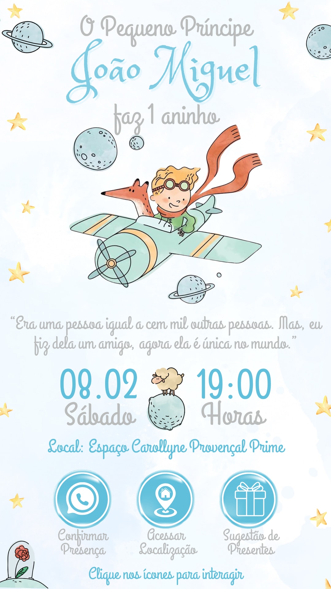 Convite Interativo - Pequeno Príncipe — imagem principal
